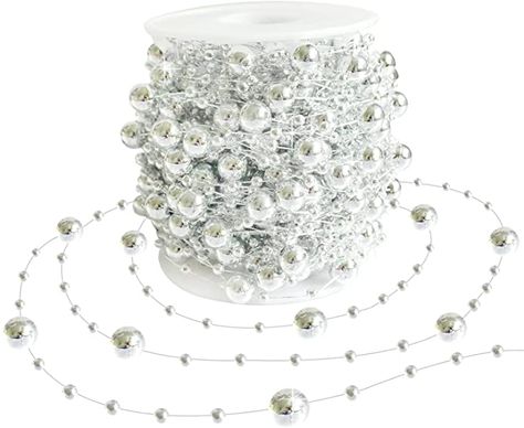 Amazon.com: HADDIY Christmas Tree Beads Garland Decoration,66 Feet Silvery Pearl Strands Chain for Christmas Tree Decor,Crafts and Holiday Décor