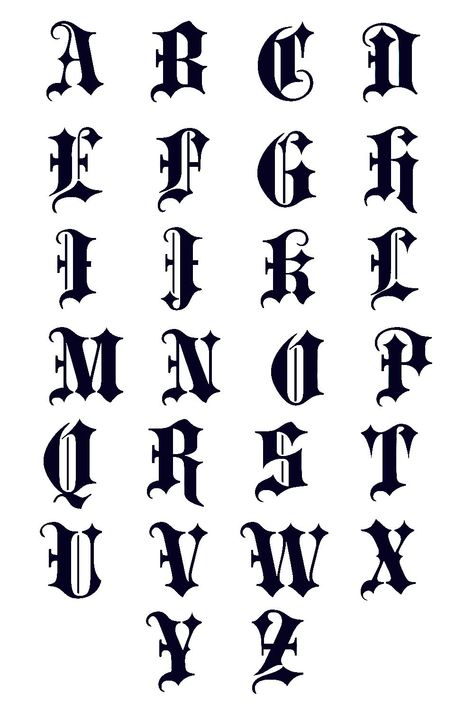 Old English Capital Letters, Old Gothic Font, Edgy Fonts Alphabet, Gothic Fonts Alphabet, Medieval Typeface, Cool Letters To Draw, Different Fonts Styles Alphabet, Edgy Lettering, Gothic Font Alphabet