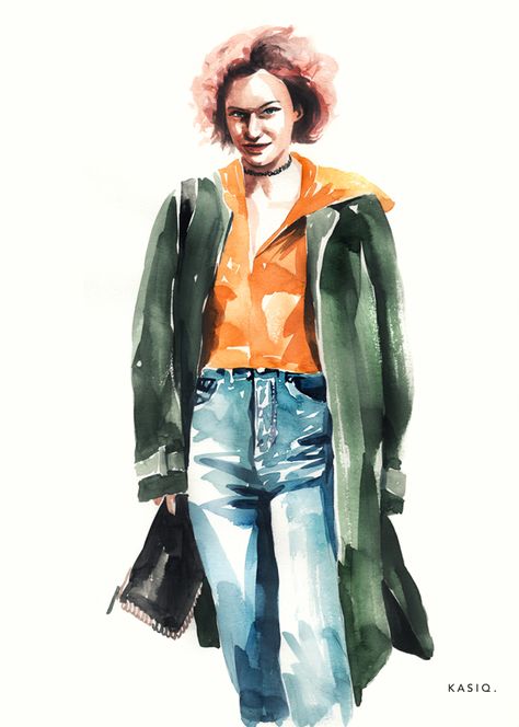 Fashion illustration - Kasiq Jungwoo Kasiq Jungwoo, Yasmin Sewell, Human Sketch, Fashion Illustration Tutorial, Fashion Design Drawing, Human Figure Sketches, Fashion Illustration Watercolor, Fashion Illustration Sketches Dresses, Watercolor Fashion