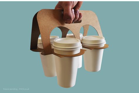 Coffee Carrier, Cup Carrier, Paper Cup Design, Drink Carrier, Coffee Holder, Creative Package Design, Coffee Cup Holder, Paper Coffee Cup, Coffee Cup Design