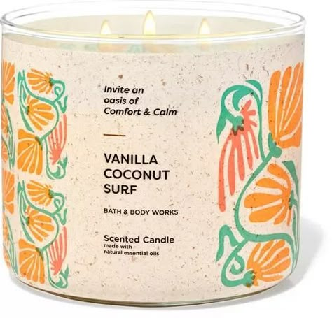 Scented Candles: 3-Wick and Single Wick | Bath & Body Works Summer Things To Buy, Bath Body Works Vanilla, Surf Room Decor, Beachy Stuff, Candle Bath, Summer Wishlist, Bath & Body Works, Candles Aesthetic, Candle Images