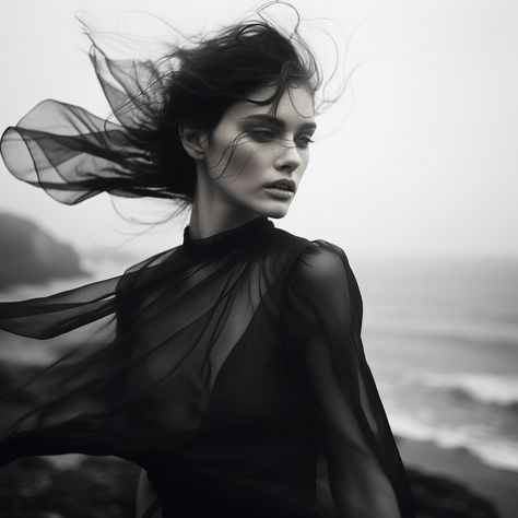 black and white, wind .⁠ .⁠ .⁠ .⁠ .⁠ .⁠ #windy #chiffon #midjourney #AI #portrait #stablediffusion #blackandwhite Wind Portrait Photography, Moody Jewellery Photography, Moab Photoshoot, Wind Photoshoot, Mercenary Aesthetic, Windy Photoshoot, Demna Balenciaga, Paradise Photoshoot, Hair In Wind