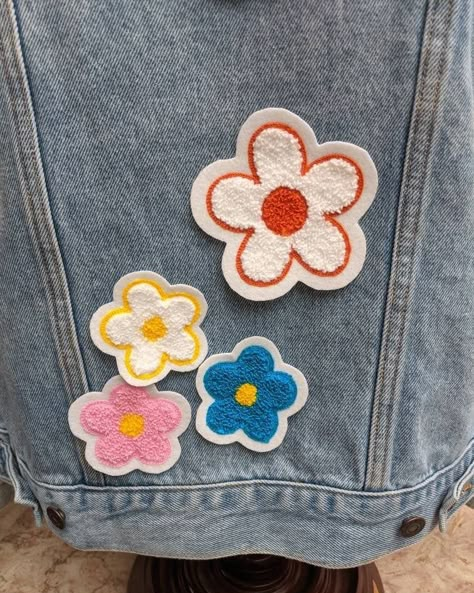 Chenille Flower, Letterman Patches, Daisy Patches, Chenille Patches, Chenille Patch, Jeans Bags, Denim Jacket Patches, Pvc Patches, Cute Patches