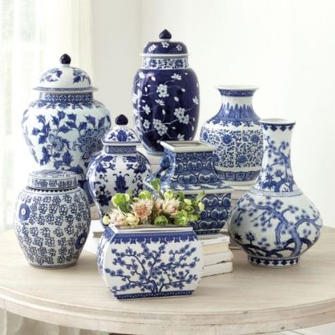 Blue and white porcelain dates back to 14th century China. The look was so universally popular, Europeans imported it by the shiploads, finally learning how to produce porcelain on their own in the 18th century. Our Blue & White Vases celebrate the tradition with timeless style. Blue & White Porcelain Vase features: Collect all eight shapesEnjoy as art or filled with colorful stems Pair them on a mantel or buffet Blue And White Vases, Limed Oak, Chinoiserie Vase, Suzanne Kasler, Campaign Furniture, Upholstered Chaise, Blue White Decor, Blue And White Vase, Wu Tang Clan