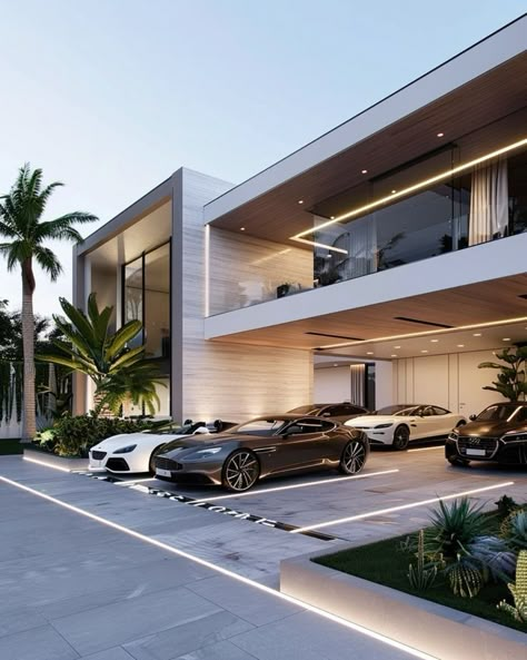 Modern House Driveway, Big Homes Luxury, Modern Mansion Luxury, Elegant Driveway, Modern Driveway Ideas, Luxury Driveway, Big Beautiful Houses, Luxury Houses Entrance, Modern Driveway