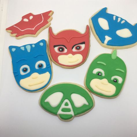 PJ Mask Cookies Pj Masks Birthday Cake, Pj Masks Birthday Party, Pj Mask Party, Pj Masks Birthday, The Close, Baby Boy Birthday, Mask Party, Third Birthday, 4th Birthday Parties