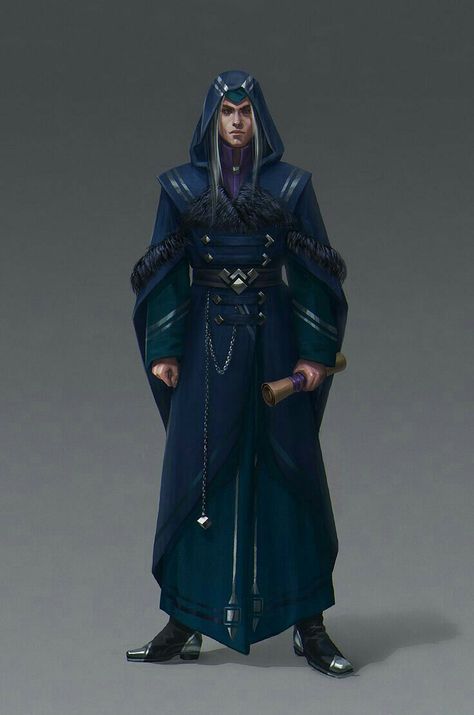 Foril Dewdrip male elf / human wizard with blue robes and scroll DnD / Pathfinder character Wizard Robes, Illustration Fantasy, Fantasy Wizard, Heroic Fantasy, Cat Kawaii, Fantasy Portraits, Male Character, Dungeons And Dragons Characters, Fantasy Male