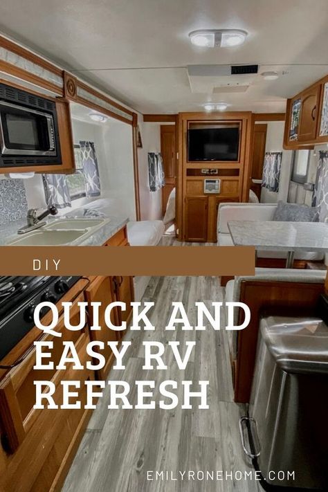 Easy Rv Updates, Camper Restoration Diy, Camper Flooring Remodel, Rv Remodel Without Painting Cabinets, Old Fifth Wheel Remodel, Rv Fifth Wheel Makeover, Travel Trailer Upgrades Diy, Fifth Wheel Remodel Ideas, Class A Rv Remodel Interiors