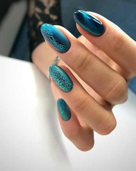 Bubble Nails, Teal Nails, Nagellack Trends, Blue Nail Art, Her Nails, Black Nail, Gradient Nails, Pretty Nail Art, Healthy Nails