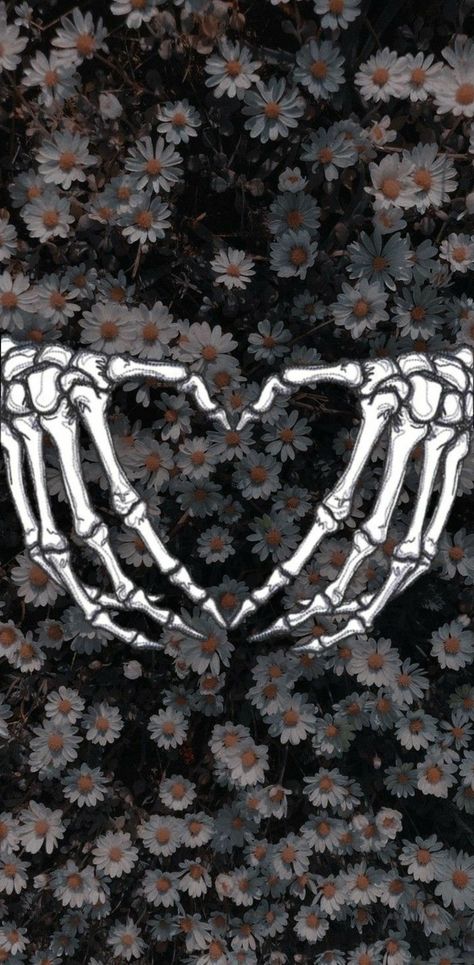 Wallpaper with skeleton and flowers Lockscreen Skeleton, Funny Wallpapers Lockscreen, Skeleton And Flowers, Wallpaper Skeleton, Skeleton Flowers, Heart Shaped Hands, Your Wallpaper, Wallpaper Designs, Halloween Wallpaper