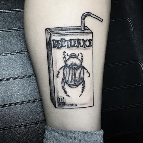 Beetlejuice Inspired Tattoos, Beetlejuice Matching Tattoo, Beetlejuice Lydia Tattoo, American Traditional Beetlejuice Tattoo, Subtle Horror Tattoo, Beetle Juice Tattoo Ideas, Beetlejuice Tattoo Design, Beetlejuice Snake Tattoo, Small Horror Tattoo