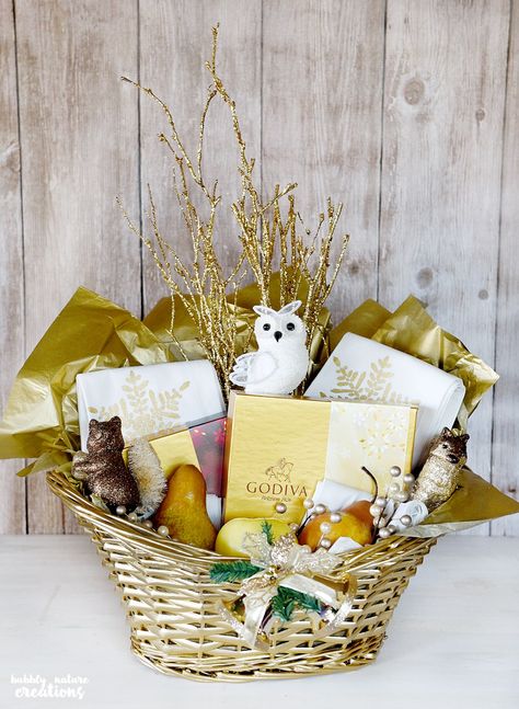 Gold Gift Basket {Gift Giving Ideas} - Sprinkle Some Fun Gold Gift Basket Ideas, Gold Gift Basket, Dip Mix Ornaments, Anniversary Gift Basket, Easy Gift Baskets, Anniversary Gift Baskets, Family Gift Baskets, Gift Giving Ideas, Edible Christmas Gifts