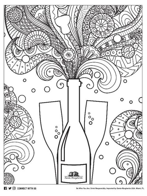 Free Adult Coloring Pages Inspired by Wine! Coloring Party, Label Inspiration, Zentangle Ideas, Balloon Illustration, Adult Coloring Designs, Free Adult Coloring Pages, Books For Moms, Canvas Paint, Coloring Pages For Adults