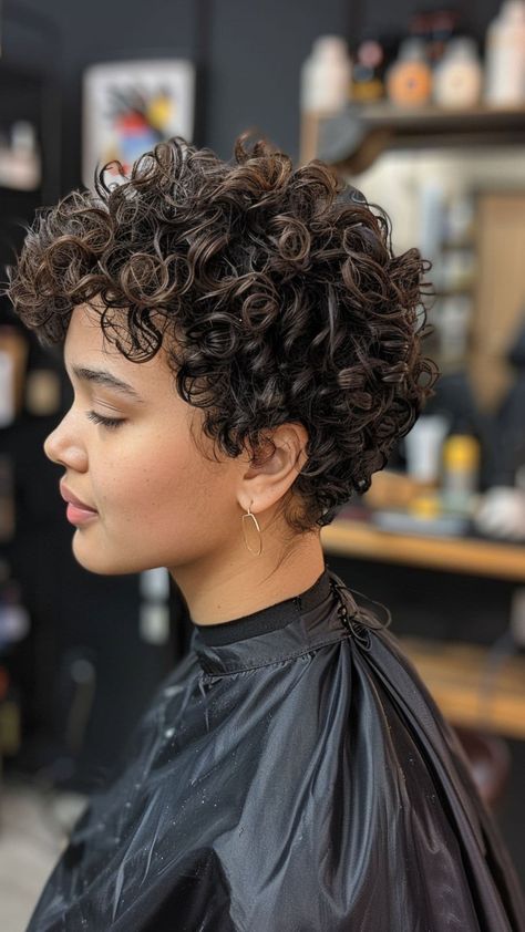 Curly Pixie Cuts Round Face Curls, Pixie Cuts For Round Faces, Round Face Curly Hair, Cuts For Round Faces, Pixie Cut Curly Hair, Pixie Cut Round Face, Short Curly Hairstyles For Women, Curly Pixie Hairstyles, Curly Pixie Haircuts