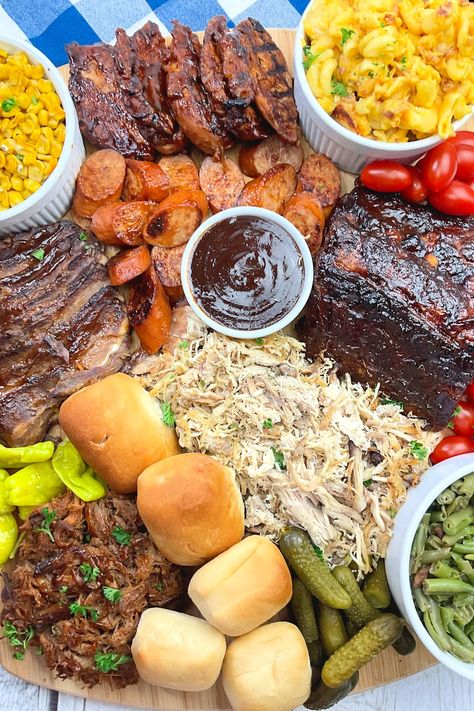 Bbq Charcuterie Board, Pickles Peppers, Bbq Charcuterie, Pork Brisket, I Heart Recipes, Honey Barbecue, Bbq Catering, Heart Recipes, Charcuterie Inspiration