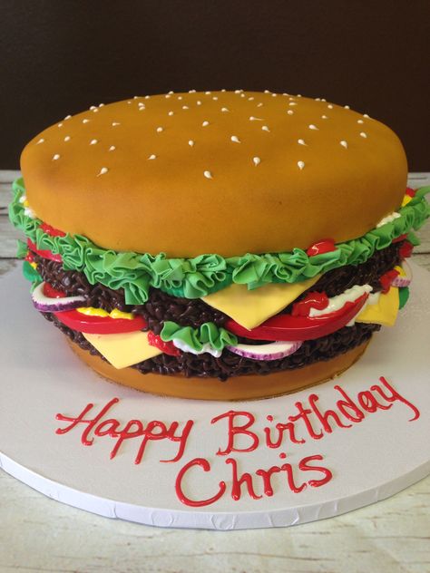 Cheeseburger Cake, 13 Birthday Cake, Double Cheeseburger, Birthday Baking, Cake Hacks, 9th Birthday, Bday Ideas, Cheeseburger, Cake Designs