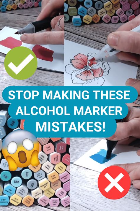 Avoid these common alcohol marker mistakes to level up your cardmaking! Alcohol Ink Pens Tutorial, Alcohol Marker Tips And Tricks, Alcohol Ink Markers Tutorial, Best Alcohol Markers, Alcohol Ink Marker Art, Alcohol Marker Tutorial, How To Use Alcohol Markers, Alcohol Markers Techniques, Alcohol Markers Art Ideas