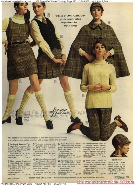 1968 Sears Fall Winter Catalog, Page 223 - Christmas Catalogs & Holiday Wishbooks Late 60s Fashion, Colleen Corby, 60’s Fashion, Girl Group Costumes, Female Icons, 1960 Fashion, 60s 70s Fashion, 60s And 70s Fashion, 70s Women