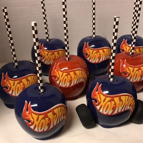 Candy Apple Boss 🍭🍏 on Instagram: “#hotwheels #candyapplesorlando #hotwheelsaddict #hotwheelsforsale #hotwheelshunter” Hot Wheels Treats, Colored Candy Apples, Hot Wheels Themed Birthday Party, Dipped Fruit, Gourmet Candy Apples, Taffy Apple, Covered Apples, Candied Apples, Chocolate Covered Apples