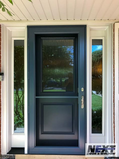 Add Sidelights To Front Door, Anderson Storm Door, Exterior Doors With Storm Doors, Front Door Colors With Glass Storm Door, Entry Door With Storm Door, Front Door Storm Door Ideas, Wood Front Door With Storm Door, Storm Doors For Front Door Ideas, Storm Door Ideas