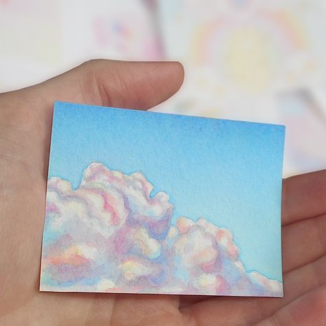 Cloud Marker Drawing, Cloud Drawing Watercolor, Clouds Colored Pencil, Cloud Drawing Color Pencil, Color Pencil Clouds, Rainbow Clouds Painting, Cloud Watercolor, Sketch Cloud, Rainbow Tattoos