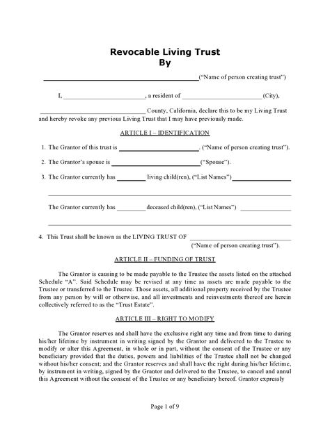 30 Free Living Trust Forms & Templates [Word] - TemplateArchive