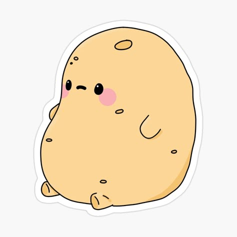 Cute Kawaii Potato - Lazy Sitting Sad Potato by Annisa Yuwanda | Redbubble Potato Drawing, Potato Sticker, Cartoon Potato, Kawaii Potato, Kawaii Cat Drawing, Cute Potato, Kawaii Tattoo, Cute Doodles Drawings, Funny Drawings