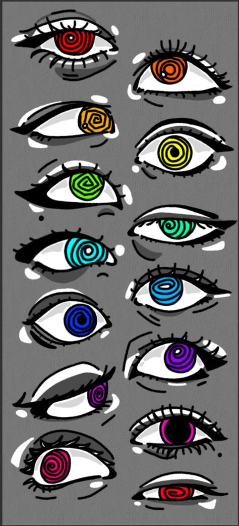 Hypnotized Eyes Drawing, Swirl Eyes Drawing, Hypnotic Eyes Drawing, Pupil Shapes Drawing, Hypnosis Eyes, Eyeball Icon, Hypno Eyes, Eye Ball Art, Head References