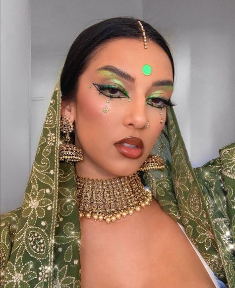 Starfield Library, Dazed Beauty, Indian Makeup Looks, Green Eye Makeup, Bollywood Makeup, Vegan Lipstick, Brown Girls Makeup, Iconic Moments, Glam Makeup Look