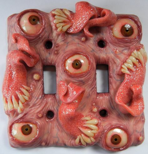 Dragon Eyes, Light Clay, Horror Decor, Dragon Eye, Show Ideas, Craft Show Ideas, Clay Inspiration, Progress Pictures, Light Switch Cover