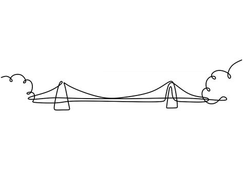 Fine Line Bridge Tattoo, Bridge Illustration Simple, Bridge Tattoo Simple, Bridge Tattoo Ideas, Bridge Line Art, Clifton Bridge, Bridge Illustration, Bridge Over River, Bridge Tattoo