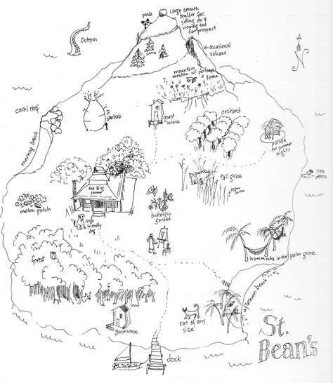 Atlas Obscura Readers Draw Their Personal Fantasy Islands - Atlas Obscura Fantasy Island Map Drawing, Island Map Drawing, Vietnamese Textiles, Fantasy Islands, Map Sketch, Map Drawing, Enchanted Island, Presentation Styles, Atlas Obscura