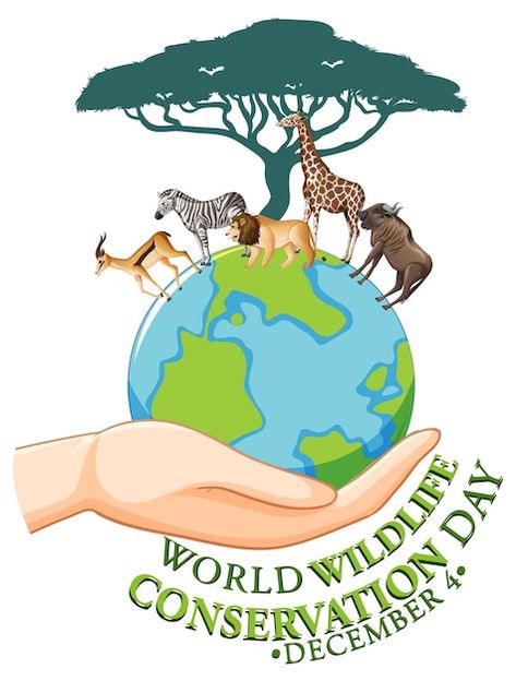 Free vector world wildlife conservation ... | Free Vector #Freepik #freevector #wildlife-logo #cartoon-logo #cartoon-banner #cartoon-drawing Wild Life Conservation Poster, Wildlife Conservation Drawing, Poster On Wildlife Conservation, Wildlife Conservation Poster, Animal Protection Poster, Conservation Of Wildlife, Wildlife Logo, Cartoon Banner, Diversity Poster