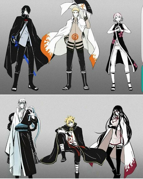 Team 7, Sasuke, Sakura, Naruto, Mitsuki, Boruto, Sarada, cool, outfits; Naruto Naruto Shinobi Outfits, Boruto Time Skip, Naruto New Generation, Photo Naruto, Boruto And Sarada, Manga Naruto, Time Skip, Uzumaki Boruto, Boruto Naruto Next Generations