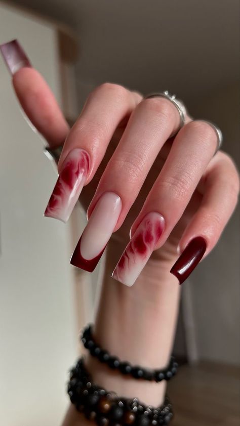 Cherry Wine Nails, Carcase Iphone, Mickey Nails, Wine Nails, Weak Nails, Cherry Wine, Classy Acrylic Nails, Soft Nails, Going Viral