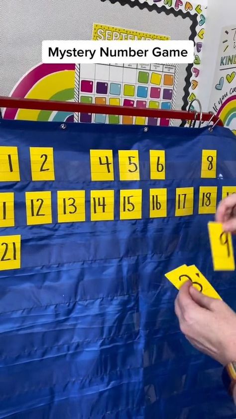 Mystery Number Game | Here is a quick little cute game to help little learners practice identifying numbers and putting them in order! | By Kindergarten Chaos Mystery Number Game, Missing Number Activity For Kids, Identifying Numbers Activities, Number Games Kindergarten, Ordering Numbers Activities, Number Games Preschool, Number Activities Preschool, Preschool Numbers, Number Learning