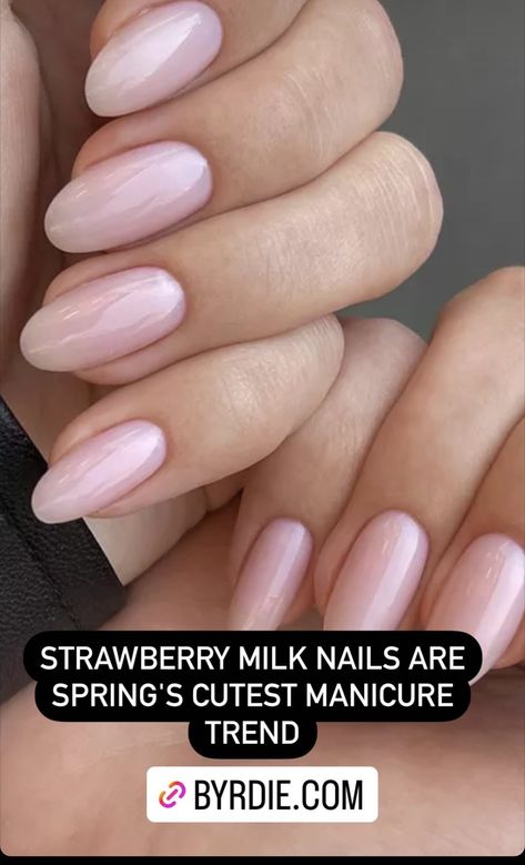 Milky Strawberry Nails, Milly Pink Nails, Pink Gel Nails Opi, Strawberry Milkshake Nails, Milky Rose Nails, Nail Colors Pink, Strawberry Milk Nails, Nails Strawberry, Secret Nails