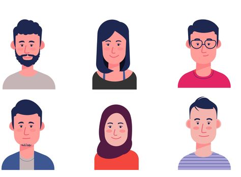 Flat Art Portraits Design Characters by Ali Sasongko Flat Portrait, Flat Art, Animation Illustration, Vector Character Design, Portrait Design, Art Portraits, Motion Graphic, Vector Character, Global Community