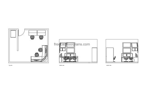 Security Room - Free CAD Drawings Security Room Plan, Pool Houses Plans, Security Room, House Plans Design, Floor Plans House, One Storey House, 2 Bedroom House Plans, Swimming Pool House, Courtyard House Plans