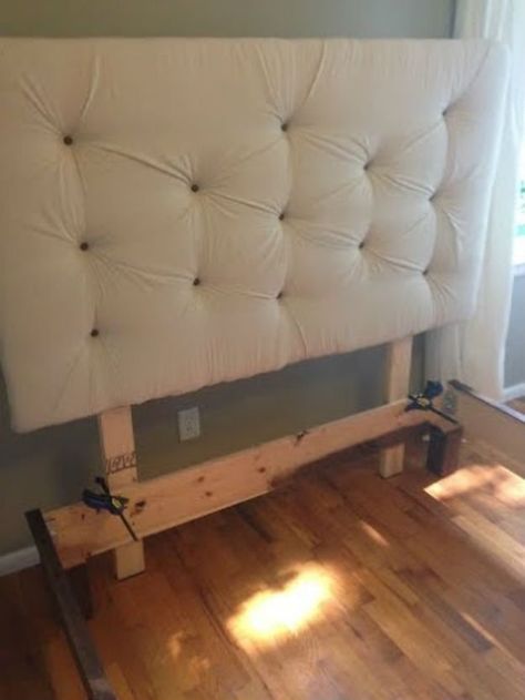 How to Build a Headboard and Bed Frame DIY Projects Craft Ideas & How To’s for Home Decor with Videos Homemade Bed Frame, Bed Frame Diy, Diy Fabric Headboard, Cheap Bed Frame, Homemade Headboards, Build A Headboard, Homemade Beds, Headboard Tutorial, Diy Headboard Upholstered