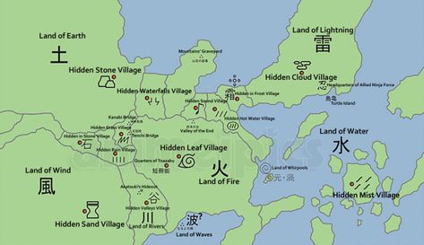 5 great lands naruto, all naruto lands, geography naruto, hidden village naruto fanfiction, hidden village naruto map, hidden village naruto... Naruto World Map, Hidden Mist Village, World Painter, Konoha Village, Hikaru No Go, Map Minecraft, Valley Village, Naruto Oc Characters, Time Skip