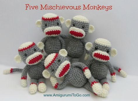 Crocheted Stuffed Animals, Sock Monkey Pattern, Crochet Sock Monkeys, Monkey Amigurumi, Crochet Monkey, Monkey Pattern, Crochet Dolls Free Patterns, Crochet Socks, Sock Monkey