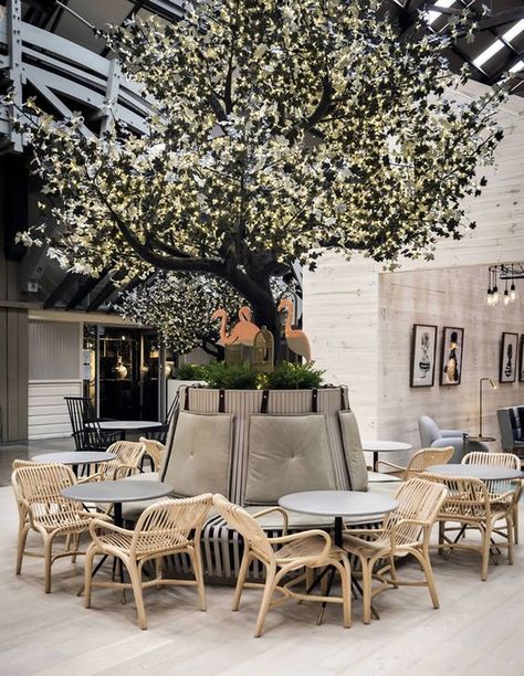 Bar Deco, Decoration Restaurant, Tree Tree, Art Tree, Tables And Chairs, Outdoor Restaurant, Cafe Interior Design, Design Hotel, Restaurant Interior Design