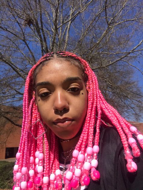 me with pink Fulani braids and beads Colorful Fulani Braids, Pink Box Braids With Beads, Pink Fulani Braids, Pink Braids With Beads, Braids With Pink, Pink Box Braids, Braids And Beads, Pink Braids, Cute Box Braids