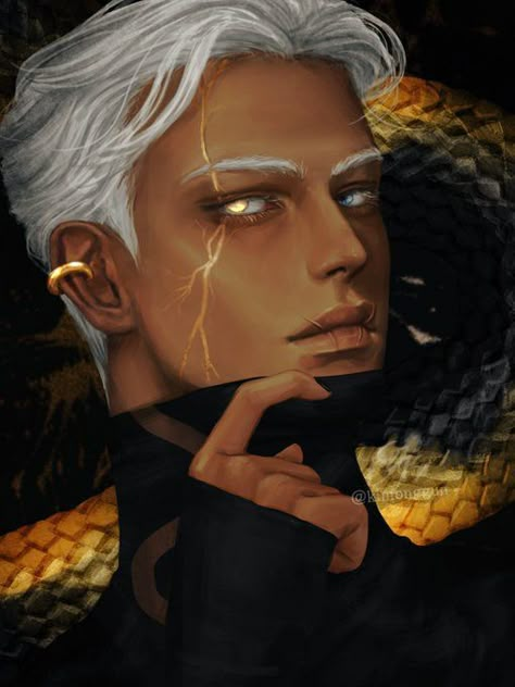 White Hair Dark Skin, Man With White Hair, 19 Days Anime, Character Inspiration Male, Character Design Male, Anime Drawings Boy, 영감을 주는 캐릭터, Male Art, Boy Art