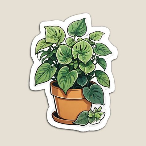 Get my art printed on awesome products. Support me at Redbubble #RBandME: https://www.redbubble.com/i/magnet/Pothos-Potted-Plant-by-natureka/158017536.TBCTK?asc=u Evs Project, Plants Stickers, Magnet Drawing, Plant Stickers, Desain Quilling, Cute Laptop Stickers, Nature Stickers, Pothos Plant, Art Drawings Sketches Pencil