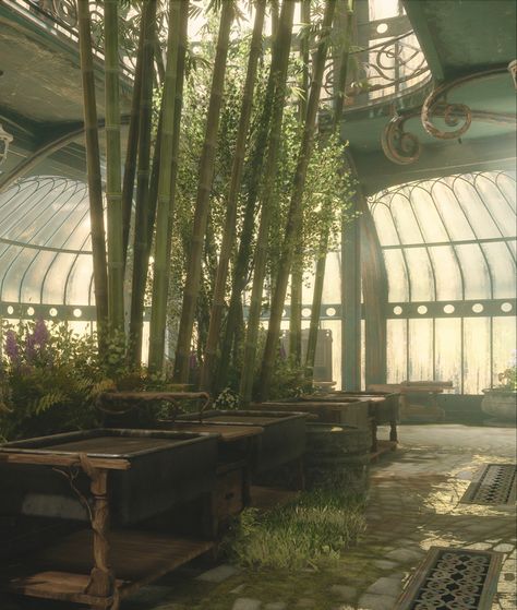 Herbology Class Aesthetic, Magical Plants Harry Potter, Hogwarts Herbology Classroom, Harry Potter Professor Aesthetic, Harry Potter Greenhouse Aesthetic, Herbology Professor Aesthetic, Hogwarts Greenhouse Aesthetic, Witch And Wizard Aesthetic, Wizard World Aesthetic