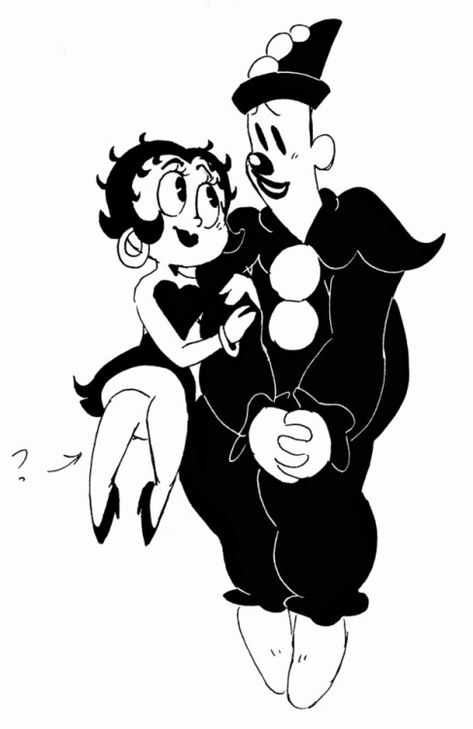 Betty Boop Boyfriend, Betty Boop X Koko, Betty Boop Couples Costume, Betty Boop And Koko, Betty Boop Characters, Betty Boop Fanart, 1930s Cartoons, Frankenstein Art, Betty Boop Classic