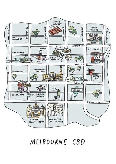 Melbourne Map Illustration, Melbourne Drawing, Melbourne Illustration, Map Art Illustration, Melbourne Map, Melbourne Markets, Map Sketch, Melbourne Travel, Local Map