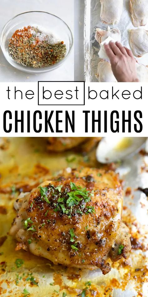 Baked Chicken Thighs (How to Bake Chicken Thighs) #chickenthighs #bakedchicken #bakedchickenthighs #chickenthighrecipe #easychickenrecipe #chickendinner Calendar Workout, How To Bake Chicken, Bird Recipes, Recipes Hamburger, Chicken Thighs Recipes, Gluten Free Lasagna, Meat Eater, Bake Chicken, Easy Baked Chicken